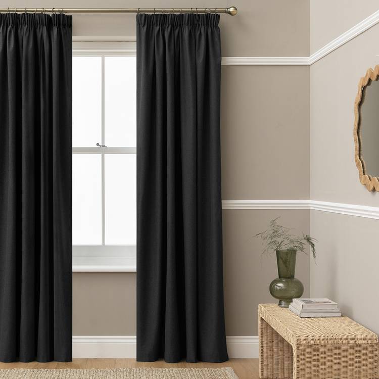 Habitat Blackout Pencil Pleat Curtains - Black - 117x137cm 0